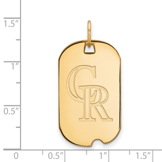 Sterling Silver Gold Plated Major League Baseball LogoArt Colorado Rockies Dog Tag Pendant