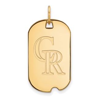 Sterling Silver Gold Plated Major League Baseball LogoArt Colorado Rockies Dog Tag Pendant