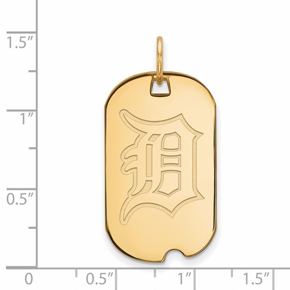 10k Gold Major League Baseball LogoArt Detroit Tigers Small Dog Tag Pendant
