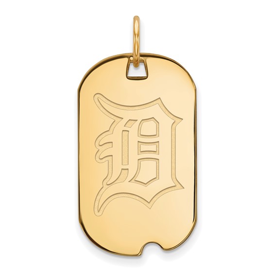 10k Gold Major League Baseball LogoArt Detroit Tigers Small Dog Tag Pendant