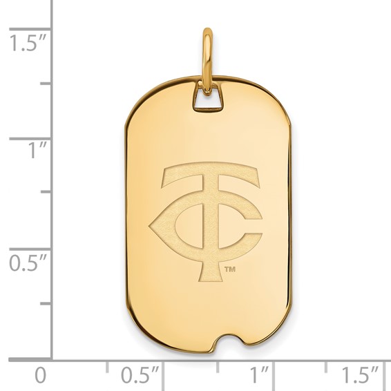 Sterling Silver Gold Plated Major League Baseball LogoArt Minnesota Twins Dog Tag Pendant