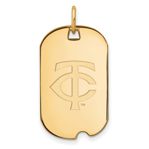 Sterling Silver Gold Plated Major League Baseball LogoArt Minnesota Twins Dog Tag Pendant