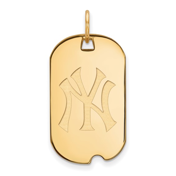 Sterling Silver Gold Plated Major League Baseball LogoArt New York Yankees Dog Tag Pendant