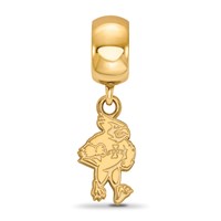 Sterling Silver Gold-plated LogoArt Iowa State University Cardinal Small Dangle Bead Charm view 3