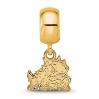 Sterling Silver Gold-plated LogoArt Texas Christian University Horned Frog Extra Small Dangle Bead Charm view 4