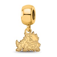 Sterling Silver Gold-plated LogoArt Texas Christian University Horned Frog Extra Small Dangle Bead Charm view 1