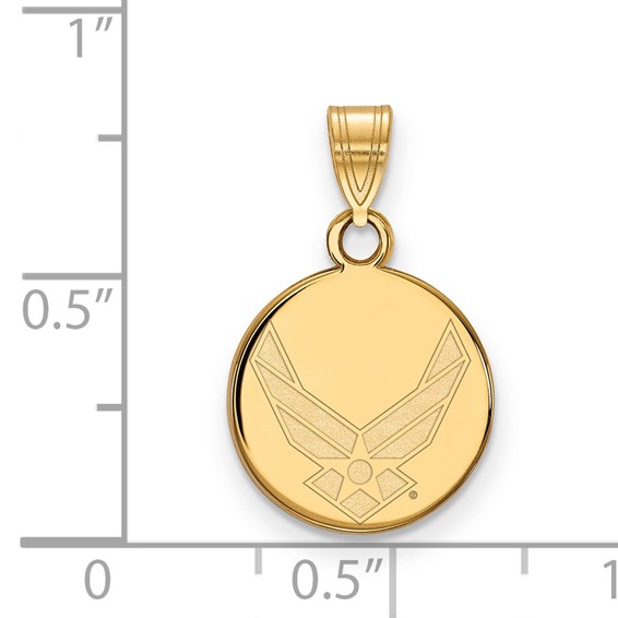 Sterling Silver Gold-plated LogoArt U.S. Air Force Small Disc Pendant