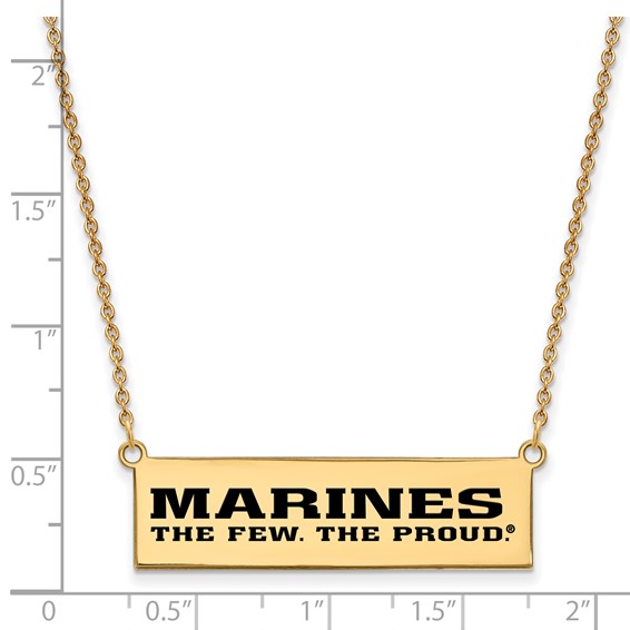 Gold Plated SS U.S. Marine Corps Epoxied The Few. The Proud. Bar Necklace
