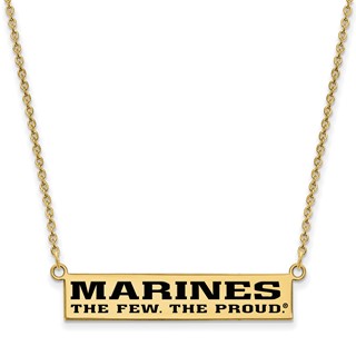 Gold Plated SS U.S. Marine Corps Epoxied The Few. The Proud. Bar Necklace