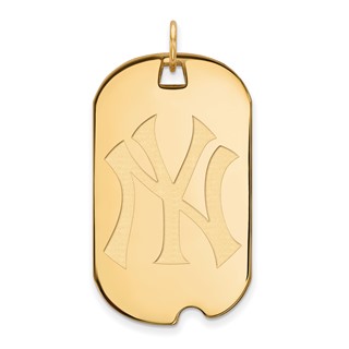 10k Gold Major League Baseball LogoArt New York Yankees N-Y Large Dog Tag Pendant