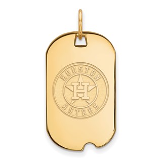 Sterling Silver Gold Plated Major League Baseball LogoArt Houston Astros Small Dog Tag