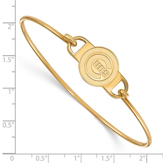 Sterling Silver Gold Plated Major League Baseball LogoArt Chicago Cubs Wire Bangle