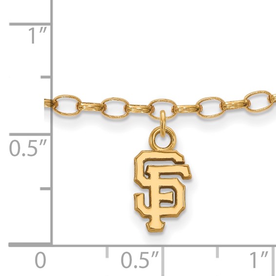 Sterling Silver Gold Plated Major League Baseball LogoArt San Francisco Giants S-F Anklet