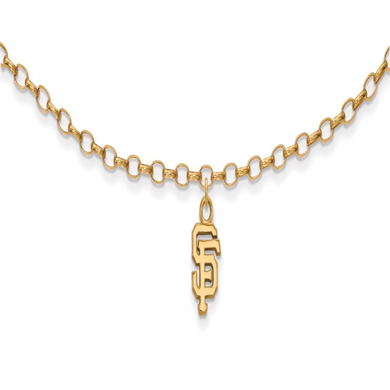 Sterling Silver Gold Plated Major League Baseball LogoArt San Francisco Giants S-F Anklet