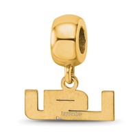 Sterling Silver Gold-plated LogoArt Louisiana State University L-s-u Extra Small Dangle Bead Charm view 5