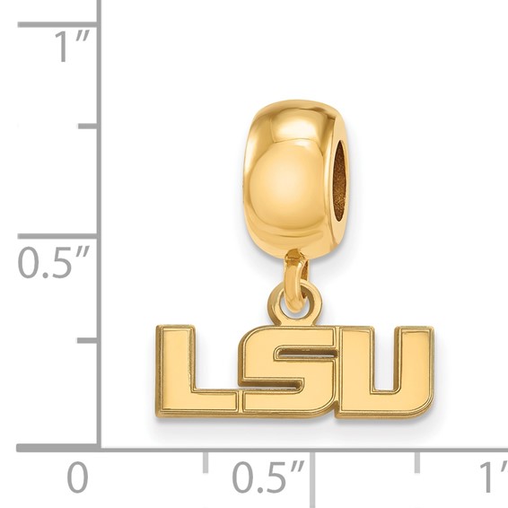 Sterling Silver Gold-plated LogoArt Louisiana State University L-S-U Extra Small Dangle Bead Charm