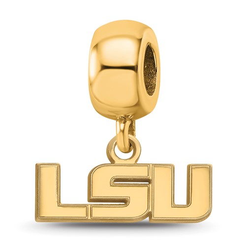 Sterling Silver Gold-plated LogoArt Louisiana State University L-s-u Extra Small Dangle Bead Charm