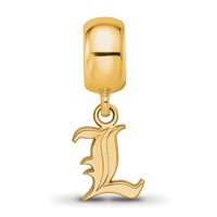 Sterling Silver Gold-plated LogoArt University of Louisville Letter L Extra Small Dangle Bead Charm view 4