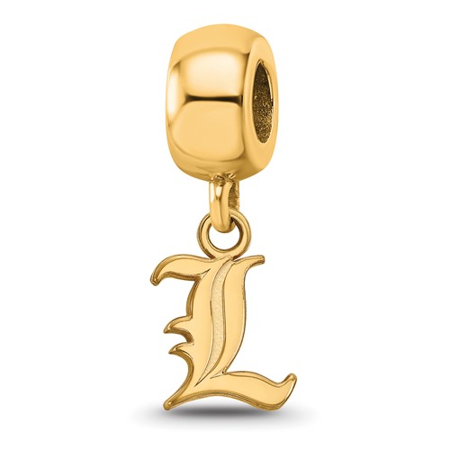 Sterling Silver Gold-plated LogoArt University of Louisville Letter L Extra Small Dangle Bead Charm