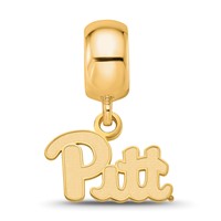 Sterling Silver Gold-plated LogoArt University of Pittsburgh Extra Small Dangle Bead Charm view 4