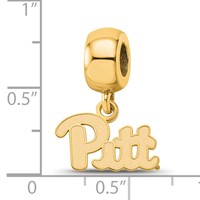 Sterling Silver Gold-plated LogoArt University of Pittsburgh Extra Small Dangle Bead Charm view 3