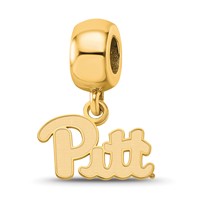Sterling Silver Gold-plated LogoArt University of Pittsburgh Extra Small Dangle Bead Charm view 1