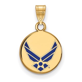 Sterling Silver Gold-plated LogoArt U.S. Air Force Small Enameled Disc Pendant