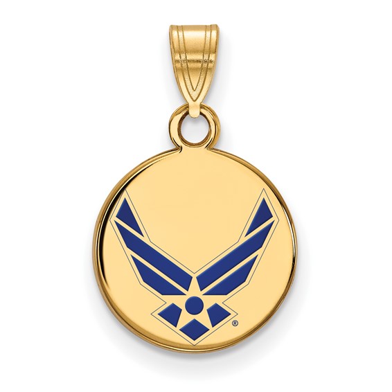 Sterling Silver Gold-plated LogoArt U.S. Air Force Small Enameled Disc Pendant