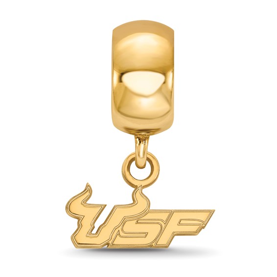 Sterling Silver Gold-plated LogoArt University of South Florida U-S-F Extra Small Dangle Bead Charm