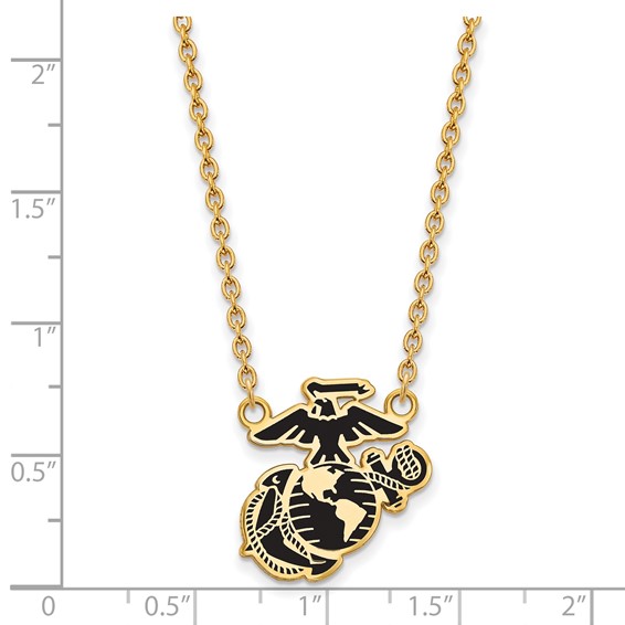 Gold Plated SS U.S. Marine Corps Epoxied Split Chain Pendant