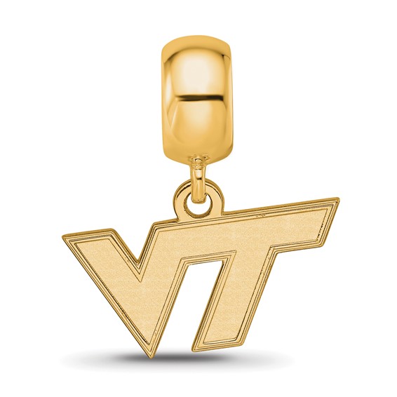 Sterling Silver Gold-plated LogoArt Virginia Tech V-T Extra Small Dangle Bead Charm