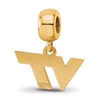 Sterling Silver Gold-plated LogoArt Virginia Tech V-t Extra Small Dangle Bead Charm view 5