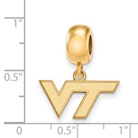 Sterling Silver Gold-plated LogoArt Virginia Tech V-t Extra Small Dangle Bead Charm view 3