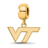 Sterling Silver Gold-plated LogoArt Virginia Tech V-t Extra Small Dangle Bead Charm view 1