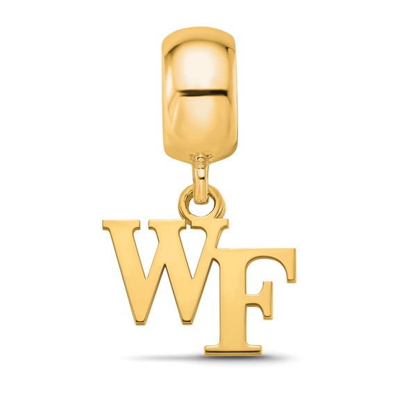 Sterling Silver Gold-plated LogoArt Wake Forest University W-F Extra Small Dangle Bead Charm