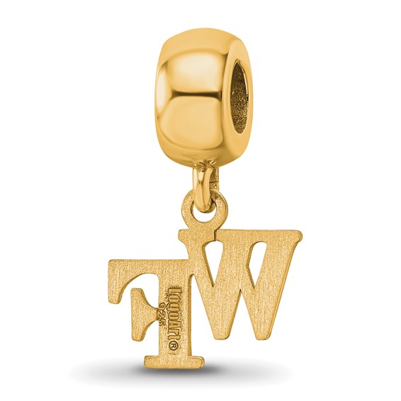 Sterling Silver Gold-plated LogoArt Wake Forest University W-F Extra Small Dangle Bead Charm