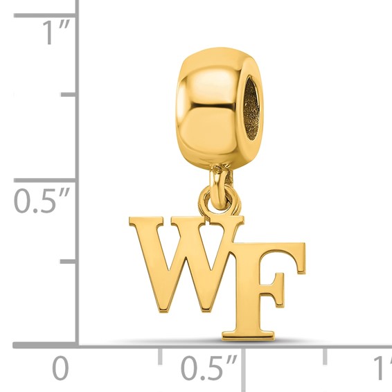 Sterling Silver Gold-plated LogoArt Wake Forest University W-F Extra Small Dangle Bead Charm