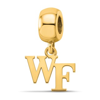Sterling Silver Gold-plated LogoArt Wake Forest University W-F Extra Small Dangle Bead Charm