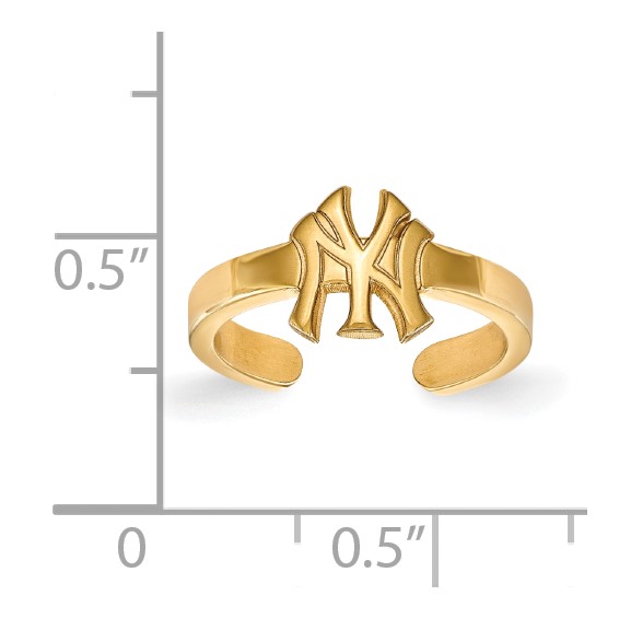 Sterling Silver Gold Plated Major League Baseball LogoArt New York Yankees N-Y Toe Ring