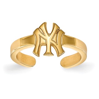 Sterling Silver Gold Plated Major League Baseball LogoArt New York Yankees N-Y Toe Ring