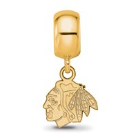 Sterling Silver Gold-plated Nhl LogoArt Chicago Blackhawks Extra Small Dangle Bead view 4