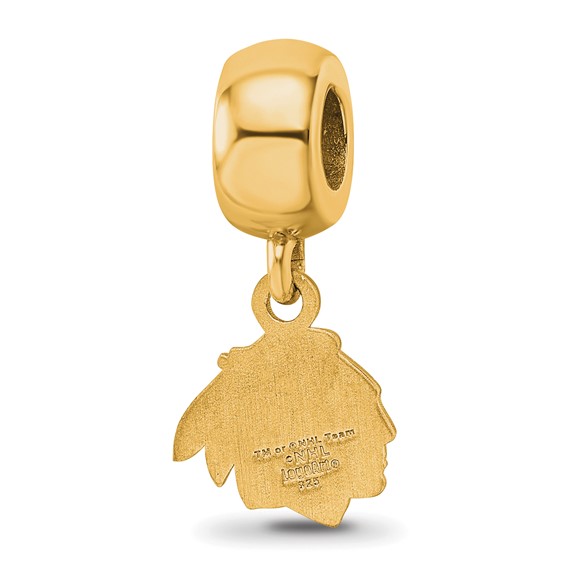 Sterling Silver Gold-plated NHL LogoArt Chicago Blackhawks Extra Small Dangle Bead