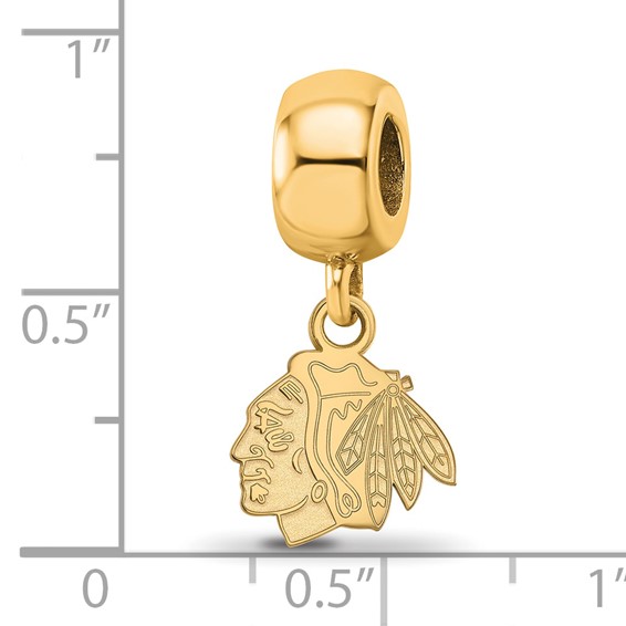 Sterling Silver Gold-plated NHL LogoArt Chicago Blackhawks Extra Small Dangle Bead
