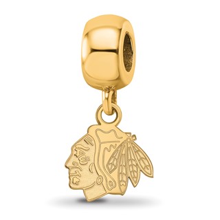 Sterling Silver Gold-plated NHL LogoArt Chicago Blackhawks Extra Small Dangle Bead