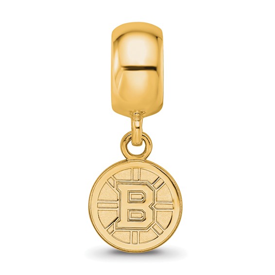 Sterling Silver Gold-plated NHL LogoArt Boston Bruins Dangle Bead