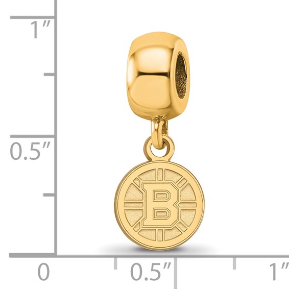 Sterling Silver Gold-plated NHL LogoArt Boston Bruins Dangle Bead