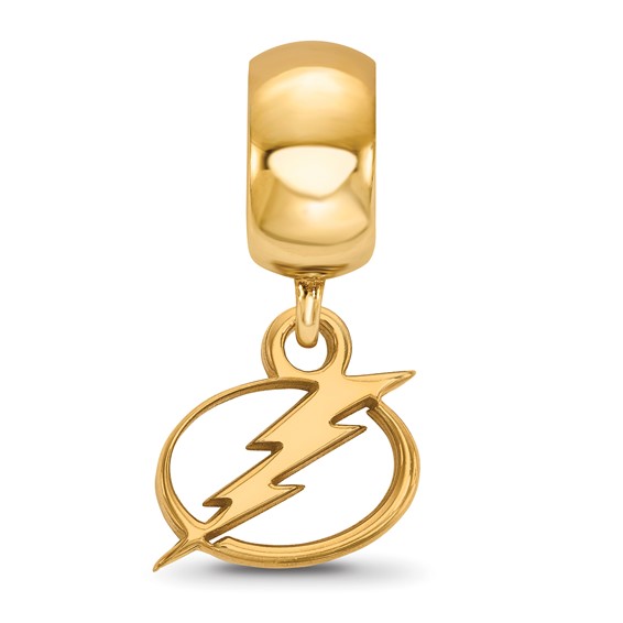 Sterling Silver Gold-plated NHL LogoArt Tampa Bay Lightning Extra Small Dangle Bead Charm