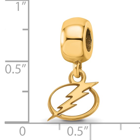 Sterling Silver Gold-plated NHL LogoArt Tampa Bay Lightning Extra Small Dangle Bead Charm