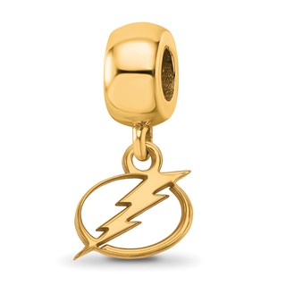 Sterling Silver Gold-plated NHL LogoArt Tampa Bay Lightning Extra Small Dangle Bead Charm