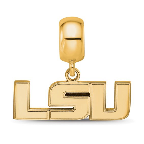 Sterling Silver Gold-plated LogoArt Louisiana State University L-S-U Small Dangle Bead Charm